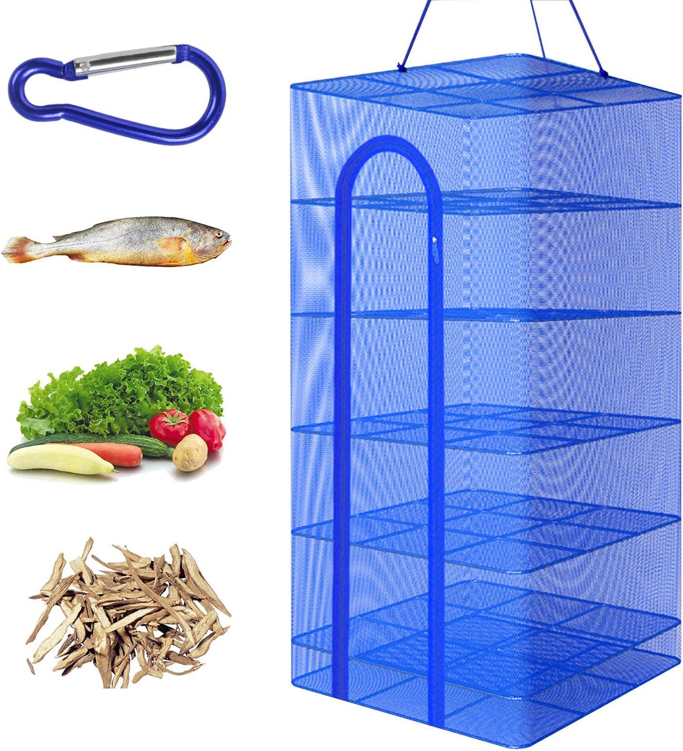 Collapsible Drying Net With Zippers For Fish, Crayfish, Vegetables, Seeds, Fruit, Herb.